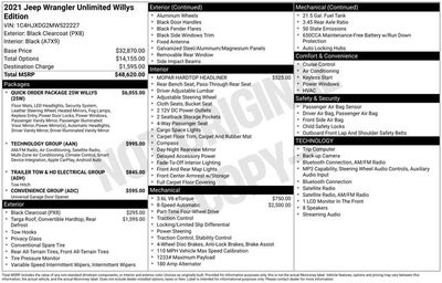 2021 Jeep Wrangler Unlimited Willys