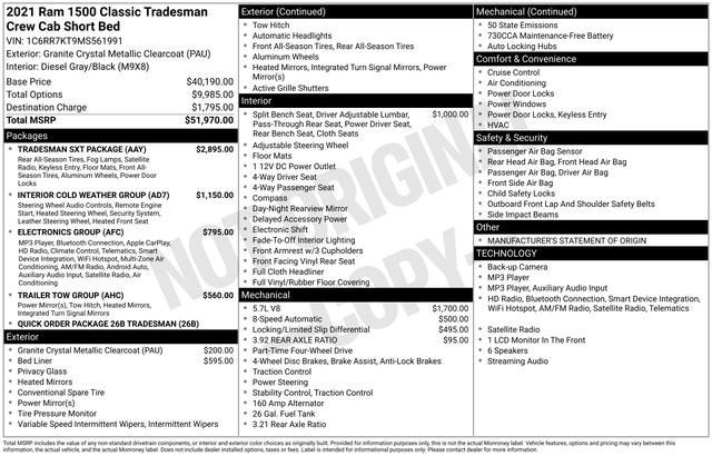 2021 RAM 1500 Classic Tradesman