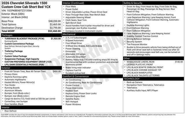 2026 Chevrolet Silverado 1500 Custom