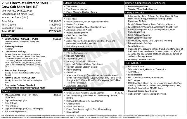 2026 Chevrolet Silverado 1500 LT