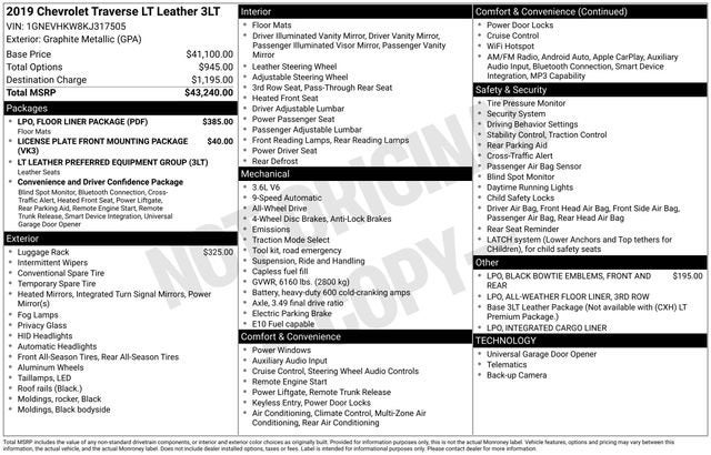 2019 Chevrolet Traverse LT Leather