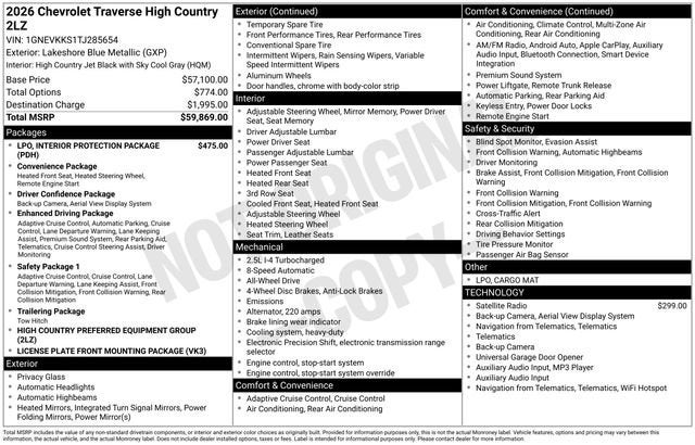 2026 Chevrolet Traverse High Country