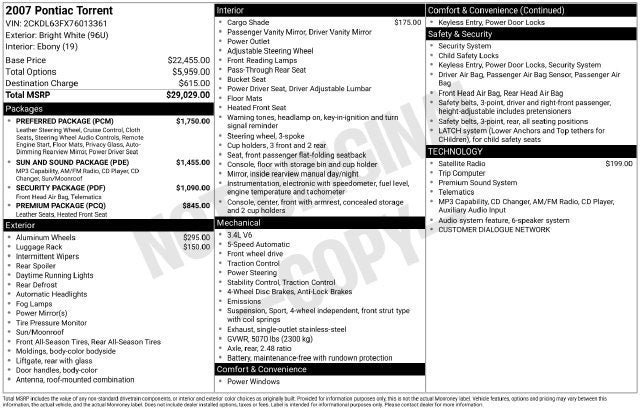 2007 Pontiac Torrent Base