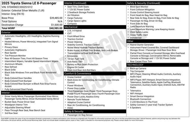 2025 Toyota Sienna LE